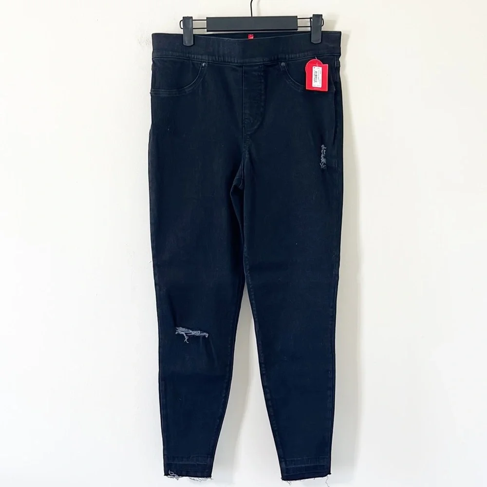 Spanx Vintage Black High Rise Distressed Denim Legging Size Large NWT - Picture 2 of 11